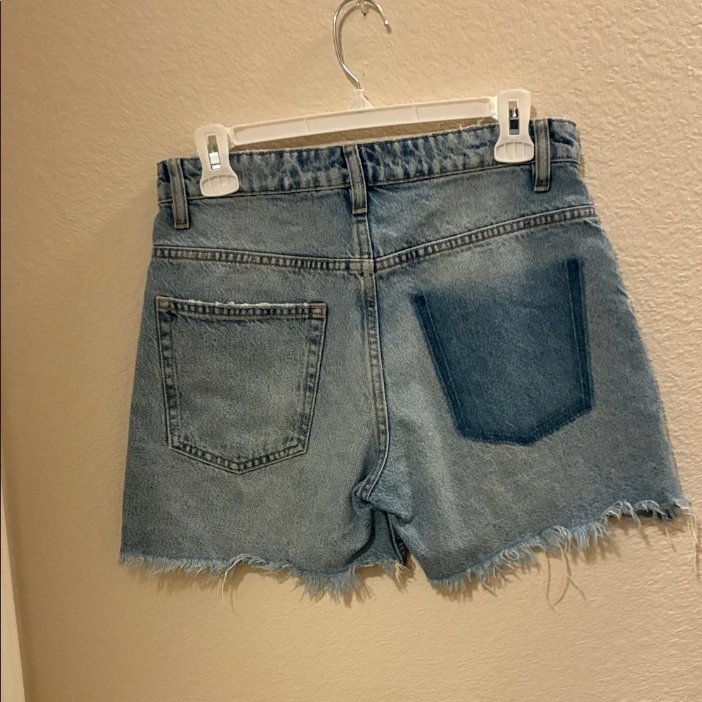 Zara Light Blue Distressed Jean Shorts - Picture 4 of 4